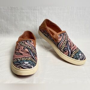 Olukai Kailua Hoa Wooden Wave Slip On Flats Womens Size 7.5